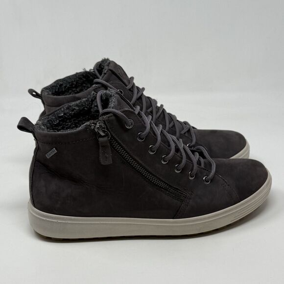 Ecco Soft 7 Tred GoreTex Ankle Boots Shoes Womens 9 - 9.5 EU 40 Gray Leather Zip - Picture 1 of 16